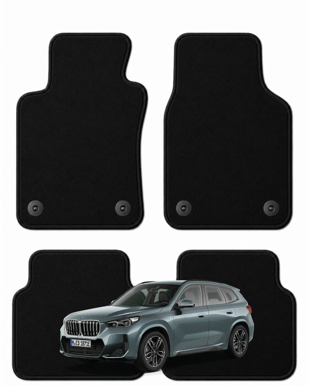 Bmw iX1 Paspas Tam Uyumlu Premium Velür Oto Halı Paspas 4'lü Set Kaymaz Taban Siyah | Kişiselleştirilebilir